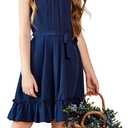 Arshiner Girls Summer Dress Halter Neck Sundress A-Line Swing Party Dresses (Blue)