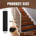 15 Pack 8 "X 30" Non-Slip Carpet Stair Treads for Indoor Wooden Steps, Made of Polyester and Reusable Adhesive, Suitable for Kids Elders and PetsBlack Lines
