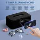Ultrasonic Jewelry Cleaner, 50Khz Jewelry Cleaner Ultrasonic Machine for Jewelry, Eyeglasses, Rings, Watch Strap, Dentures, 24oz - 304 Stainless Steel Tank, Digital Timer, 5 Cleaning Modes(Black)