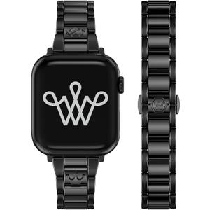 Wearlizer Compatible with Apple Watch Bands for Women, Dressy Metal Strap Designer Stainless Steel Gold Silver Bracelet for iWatch Series 11 10 9 8 7 6 5 4 3 SE/ Ultra 3 2 1 Size: 49/46/45/44/42mm(Series 3 2 1)