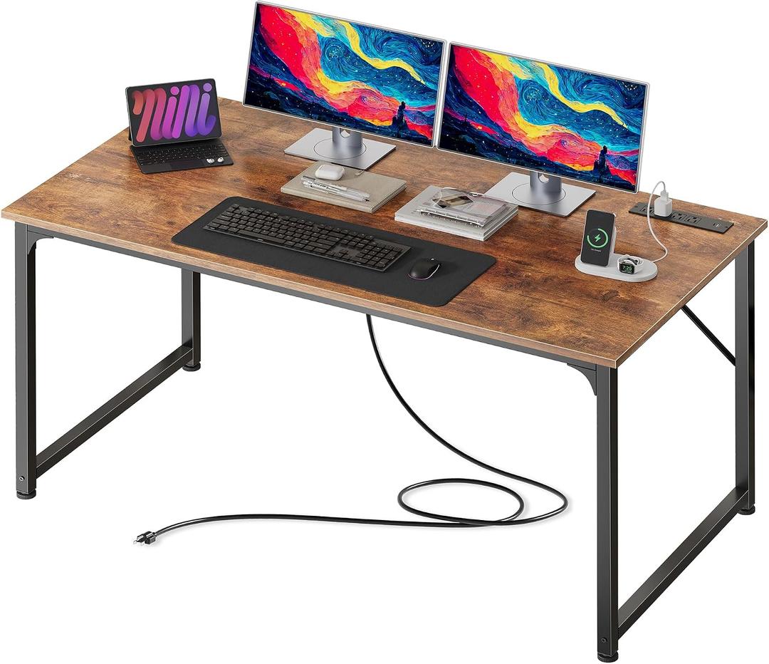47 X 24 Inch Deep Computer Desk with Power Outlets, 47.2*23.6 inch