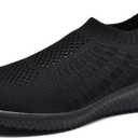 TIOSEBON Women's Athletic Walking Shoes Slip On Casual Mesh-Comfortable Tennis Workout Sneakers (Black) 8