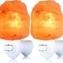 pursalt 2 Pack Himalayan Natural Salt Lamp Night Light Plug in, Certificated 360 Degree Rotatable Wall Plug with Extra 4 Replacement Bulbs for Bathroom Bedroom, Pink Crystal Rock Salt Hand Crafted