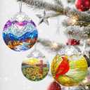 3 x Stained Glass Ornament, Christmas Ornament, Hanging Ornaments for Home Decor & Christmas Tree Ornaments  Exquisite Holiday Decor, Xmas Gifts & Holiday Present - Mountain Landscape (Night Court a)