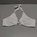 SOLY HUX Women's Halter Bikini Set V Neck Ring Linked Bathing Suit Summer Beach Two Piece Swimsuit (White, L)