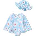 Newborn Baby Girl Swimsuit Toddler Bathing Suit One Piece Ruffle Short Sleeve Baby Swim Suit Infant Swimwear, Size 12-18M