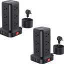 Extension Cord with Multiple Outlets, SMALLRT 2 Pcs Surge Protector Power Strip Tower, Outlet Extender with 12 AC Outlets 4 USB, 6.5FT Extension Cord for Home Office Dorm Room, Overload Protection