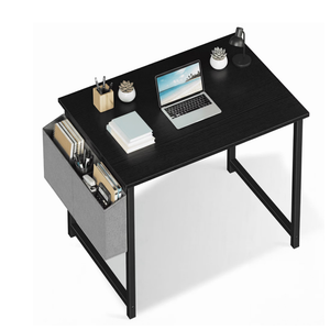  31 Inch Computer Writing Desk with Storage Bag, Steel Frame for Home Office Study, Black