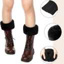 SATINIOR Women's Winter Faux Fur Fuzzy Wrist Cuffs Warmers and Boot Cuffs Knitting Fluffy Leg Warmers for Women Girls (Black)