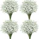 Babys Breath Artificial Flowers, 18 Pcs White Fake Baby Breath Flowers Artificial Bulk Real Touch Faux Gypsophila Bouquets for Wedding Floral Arrangement Party Home Decoration