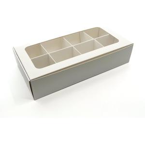 20-Ct White Treat Boxes, 8.75x4.5x1.9in, Window & Dividers