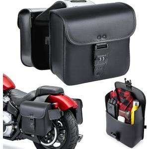 Nomad Motorcycle Saddlebags 16L (8Lx2) Universal Throw Over Saddle Bag for Cruiser, Touring & Chopper Bikes Heavy Duty, Waterproof, Secure Numeric Lock, Easy Mount, Rider Storage