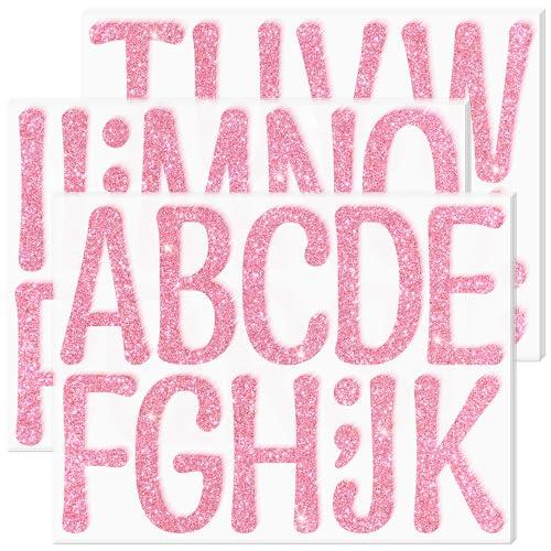 160 PCS Bulletin Board Letters 4 Inch Letter Stickers Large Glitter Alphabet Stickers Self Adhesive Letters Sticker for Poster Bulletin Board Classroom Mailbox Crafts Home Party Decor (12, Pink)