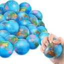50 Pcs Globe Stress Balls 3 Inch World Stress Balls Mini Globe Planet Soft Foam Stress Ball Toy Bulk Educational for School, Classroom, Party Favors