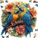 Ruikiyart Parrots Puzzle, 5MM 200 Pieces Birds Wood Puzzles Adult, Unique Shaped Round Jigsaw Puzzles Holiday Family Games for Couples (11"*11.2")