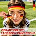 Black Red and Yellow Germany Face Paint Stick for World Cup Fans and Party, World Cup Decorations, Sweatproof & High Pigment Sports Face Paint Sticks for World Cup Party Accessories