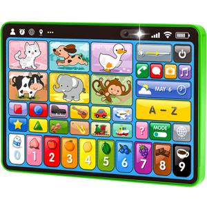 Learning Tablet for Toddlers 1-3 Trilingual Learning Toys with Sounds & Speech Therapy, Montessori Educational Toys for 1 Year Old Boy Girl, Baby Musical Toys 12-18 Months Toddler Toys Age 1-2-3 Gifts