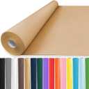 Vanhench 48"x1500"(125') Brown Wrapping Paper, Birthday Wrapping Paper, Solid Color Art Kraft Craft Paper for Thanksgiving Gift Wrapping, Bouquet Flower Crafts Packing Poster Bulletin Board Paper