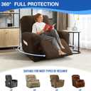 MAXIJIN Latest Recliner Slipcovers for Living Room 4 Pieces Stretch Jacquard Recliner Chair Cover Soft Fitted Recliner Protector with Elastic Bottom for Kids, Pets (Recliner, Dark Coffee)