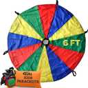 GSi Kids Play Parachute Rainbow Parachute Toy Tent Game for Kids Gymnastics Cooperative Play and Outdoor Playground Activities (6 Feet)