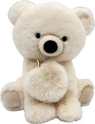 Holiday Home 10-Inch Plush Bear with Keychain - Ivory