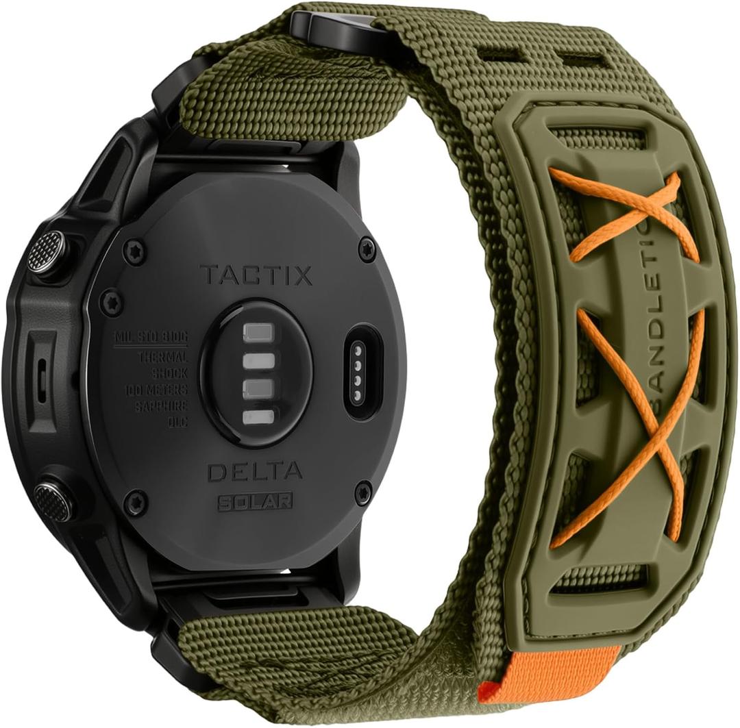 Bandletic Compatible with Garmin Tactix Delta Watch Band - 26mm Quick Fit Nylon Strap Replacement for Fenix 8 51mm 7X 6X Pro/5X Plus/3 HR/Instinct 2X Solar 3 50mm/Enduro/Epix Pro 2/Quatix 8 51mm 7x 6x