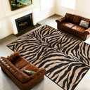 Faux Zebra Print Rug : 8x10 Feet Western Area Carpet for Bedroom Living Room Large Animal Skin Rug