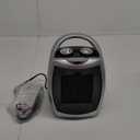 Kismile Small Electric Space Heater,Portable Ceramic Space Heater Fan for Office with Adjustable Thermostat and Overheat Protection ETL Listed for Kitchen, 750W/1500W(Silver) (Silver-Built-in Handle)