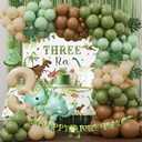Three Rex Birthday Party Decorations Boy, Dinosaur 3rd Birthday Party Supplies, Three Rex Backdrop Tablecloth Fringe Curtain Balloon Arch Cake Topper Birthday Banner Hat