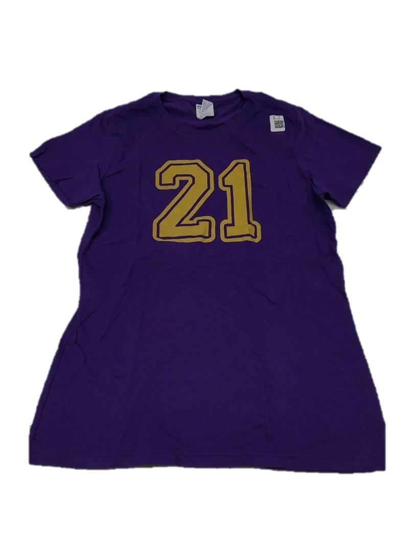Number #21 Sports Jersey Yellow Purple Favorite Lucky Number T-Shirt, Purple, Small