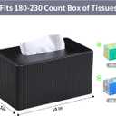 Extra Large Tissue Box Cover for Standard Size 180 to 230 Count Box of Tissues, PU Leather Rectangle Tissue Holder with Magnetic Closure (Black)