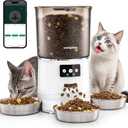 Automatic Cat Feeder for 3 Cats, 6L/25 Cups Smart WiFi Pet Feeder, Strong Anti-Jam System, Dual-Effect Desiccant Cat Food Dispenser, with 10S Voice Recorder for Cats and Small Dog (White)