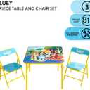 Bluey Kids Table and Chair Set, 3 Piece Folding Activity Set with Square Table & 2 Chairs,Furniture for Playroom, Crafting, Ages 3+