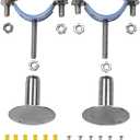 AKIHISA 2 Pcs 304 Stainless Steel Pipe Supports, Wall Mount Ceiling Mount Pipe Hanger, Pipe Holder for OD Pipe 45-48MM Adjustable Height Range 50-100mm