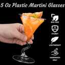 Youeon 18 Pack 5 Oz Plastic Martini Glasses with Twisted Stem, Shatterproof Cocktail Glass, Lightweight Wine Glasses Set for Cocktail Party, Poolside, Birthday, Bar
