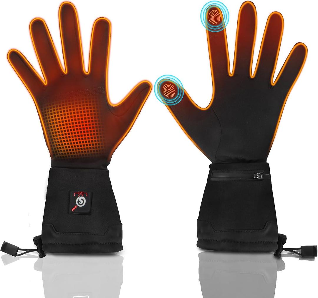 Heated Glove Liners for Women Men - Thin Rechargeable, Touchscreen Compatible, Long-Lasting Warmth for Winter Sports Indoor Outdoor Use (X-Small-Small)