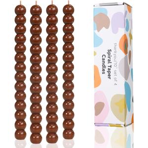 Brown Spiral Taper Candles Twisted Candle Conical Stick Candles for Holiday Wedding Party Wax Unscented Dinner Candle Dripless,Christmas Gift H 10 Inch, 4pcsBrown-C
