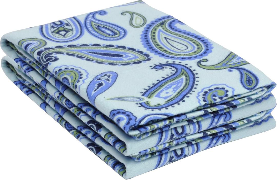 Superior Premium Cotton Flannel Pillowcases, All Season 100% Brushed Cotton Flannel Bedding, Pillowcase Set of 2 , King, Paisley Light Blue