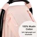 Hooyax Muslin Car Seat Cover Baby - Breathable and Privacy Car Seat Canopy with 3 Modes - Easy Install & Gift Box Packaging, Universal Fit for Infant Car Seats, Pink