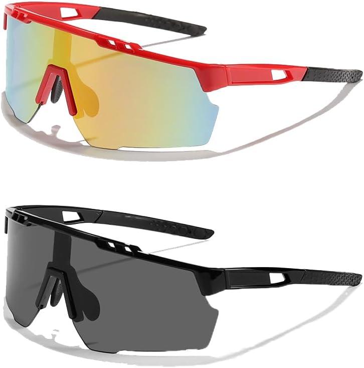 2 Pairs Kids Sunglasses Lightweight Frame Baseball Cycling Sports Sunglasses for Aged 6-14