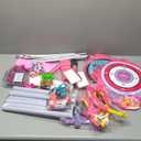 VATOS 2 Pack Bow and Arrow Toy with LED Light - 4 in 1 Archery & Dart Game Set with 20 Suction Cup Arrows, Mermaid Glow Target & Dart Board - Indoor/Outdoor Birthday Gift for Kids Boys Girls Ages 5-12 (Pink)