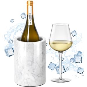 Marble Wine Chiller for Bottle,Wine Chiller Bucket,Wine Cooler Bucket for Any 750ml Bottle Champagne Chiller for Parties,Wine Bottle Chiller,Wine Bottle Cooler,Wine Gifts for Women Man (White)