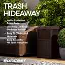 Suncast 33 Gallon Commercial Outdoor Trashcan Hideaway with Lid for 30 to 33 Gallon Trash Bags for Garage, Backyard, or Garden, Brown