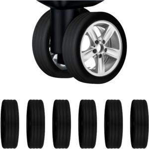 Luggage Tyre Cover Black  Premium Suitcase Wheel Protection Cover, Universal Fit Spinner Luggage Wheel Guard, Washable Travel Sleeve for Baggage Wheels, Durable & Reusable