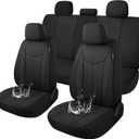CAROMOP Waterproof Car Seat Cover Full Seats, Neoprene Seat Covers for Cars,Split Bench Compatible Car Interior Covers, Universal Fit Most Car Sedan Truck SUV(Black) (Full Set)