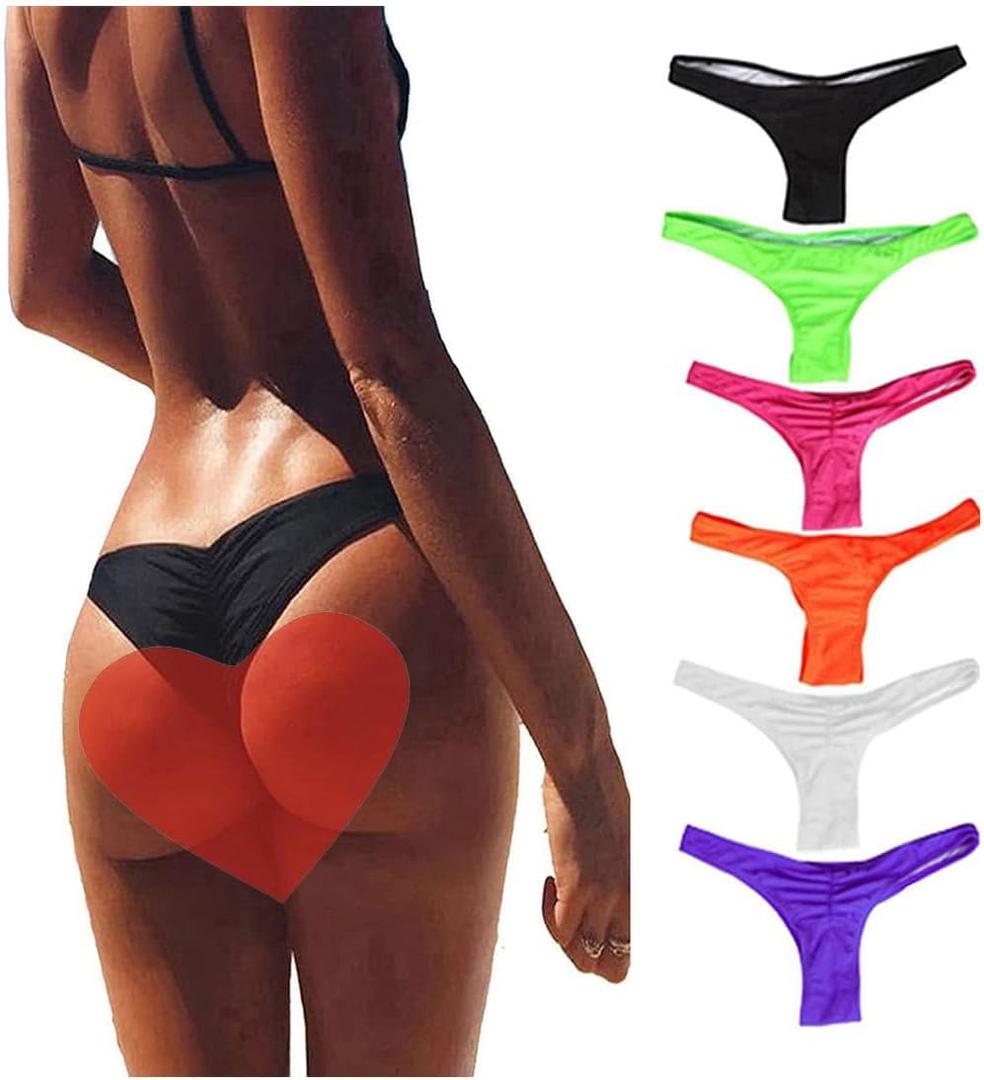 FOCUSSEXY Women's Hot Summer Brazilian Beachwear Bikini Bottom Thong Swimwear, XL