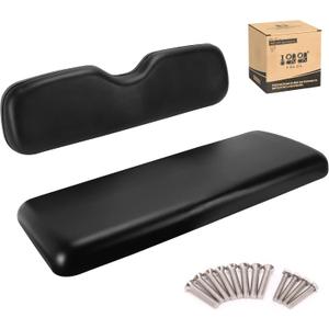 10L0L Universal Rear Replacement Cushions for EZGO Club Car Yamaha Golf Cart Cushion Back Seat Dedicated for Flip Rear Seats - Black/Buff