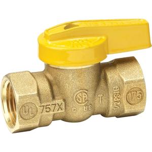 Homewerks VGV1LHB3B Premium Gas Ball Valve x Female Thread, 0.5-Inch, Brass