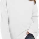 Haloumoning Girls Crewneck Sweatshirts Kids Casual Long Sleeve Loose Tops Fall Comfy Lightweight Pullovers 9-10 Years White