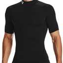 Under Armour Men's HeatGear Armour Comp Mock Short Sleeve T-Shirt, Black (001)/White, Small